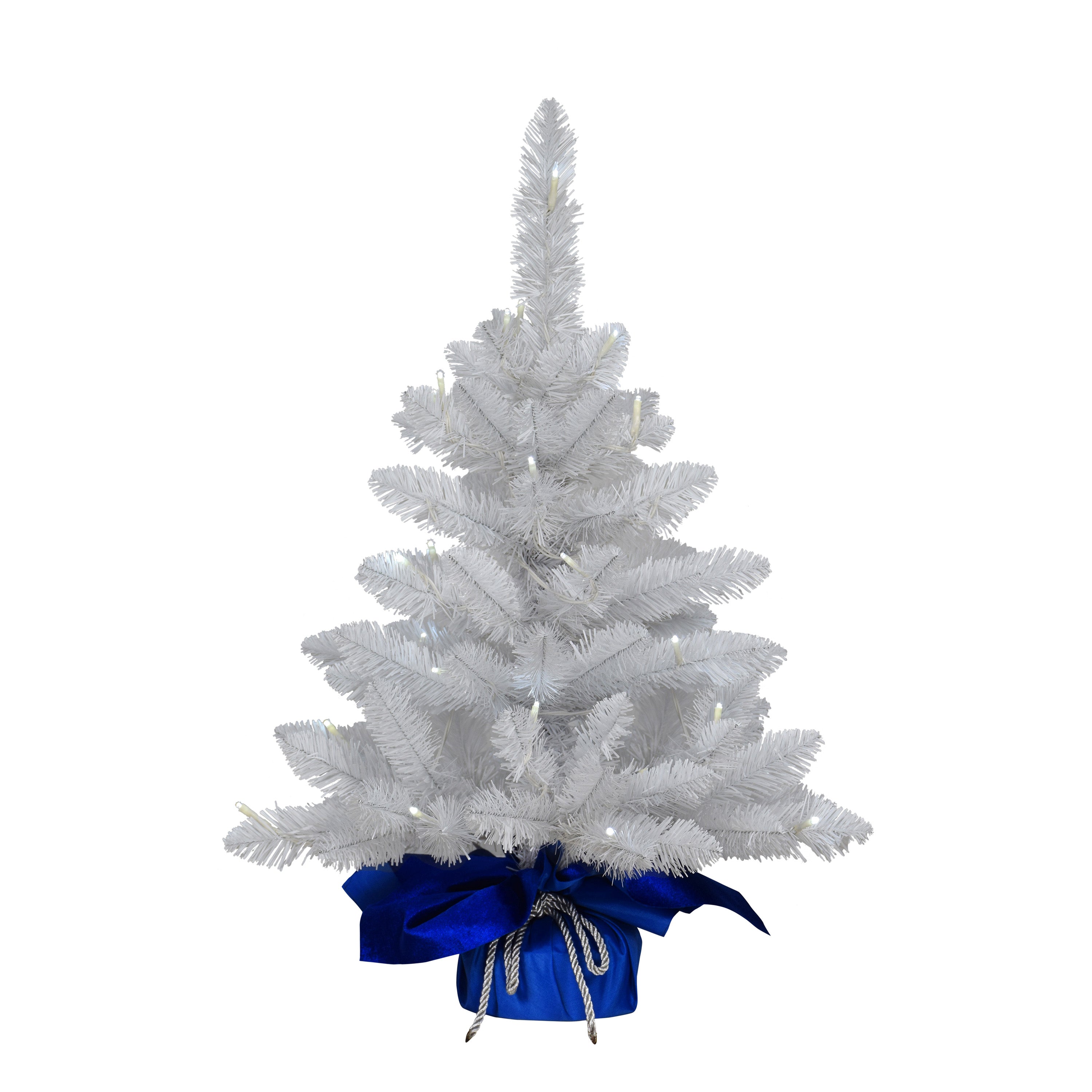 2 ft Pre-Lit Table Top Artificial Christmas Tree with 35 Lights in Blue Sac White 1834-ST20LW035A-BO